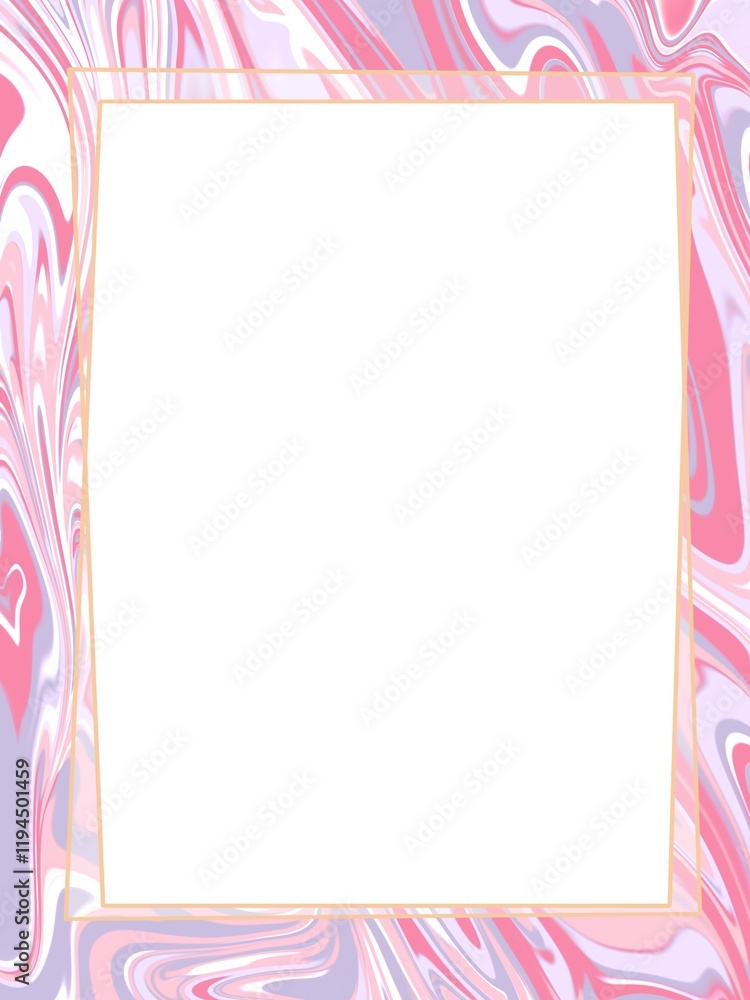 Stylish pink and white marble frame with fluid swirl patterns and a clean central area for text or images. Perfect for invitations, event posters, or decorative designs background with artistic touch Stylish pink and white marble frame with fluid swirl patterns and a clean central area for text or images. Perfect for invitations, event posters, or decorative designs background with artistic touch