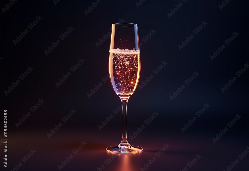 3D Holographic Champagne Bottle: An Eye-Catching New Year's Concept on a Dark Background for Festive Celebrations 3D Holographic Champagne Bottle: An Eye-Catching New Year's Concept on a Dark Background for Festive Celebrations