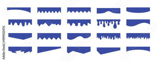 Separators shapes for website presentation set. Curve Lines, Wave, Drops and triangular dividers for Top or Bottom Page. Frame of header
