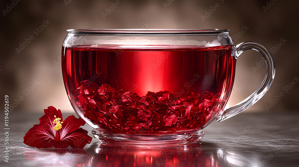 a glass cup filled with tea and a flower a glass cup filled with tea and a flower