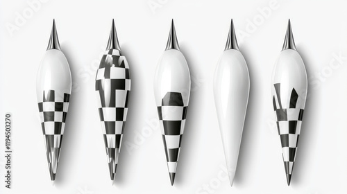 Nails heads top view, steel metal pins with checkered ornament, spikes hardware grey caps with grooves, new hobnails isolated on transparent background. Realistic 3d vector illustration, icons set photo