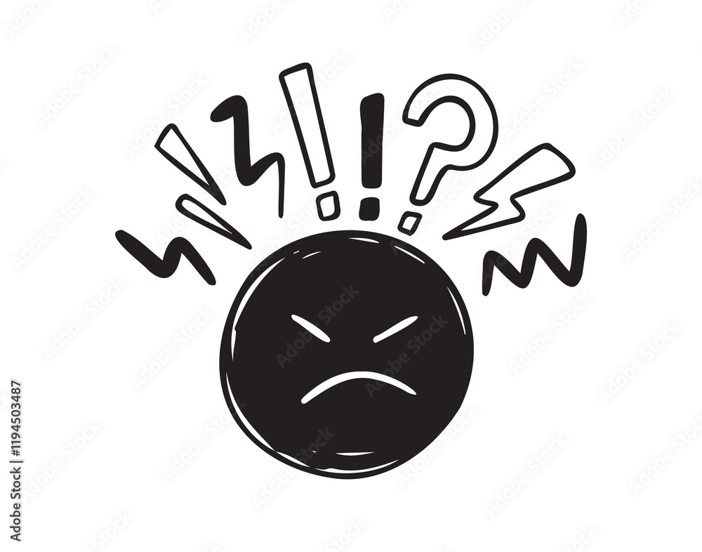 Negative thinking, bad experience feedback Hand drawn icon, unhappy client doodle, difficult customer, angry face, poor service quality, mad emoticon Negative thinking, bad experience feedback Hand drawn icon, unhappy client doodle, difficult customer, angry face, poor service quality, mad emoticon