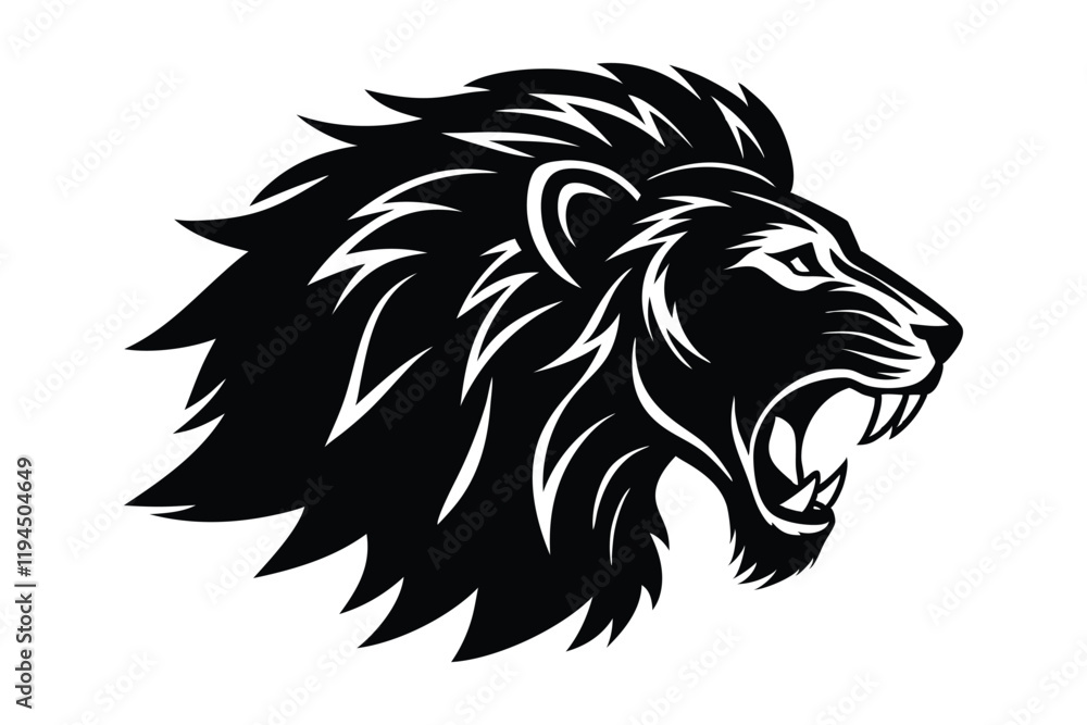 Silhouette of lion head side view art illustration Silhouette of lion head side view art illustration