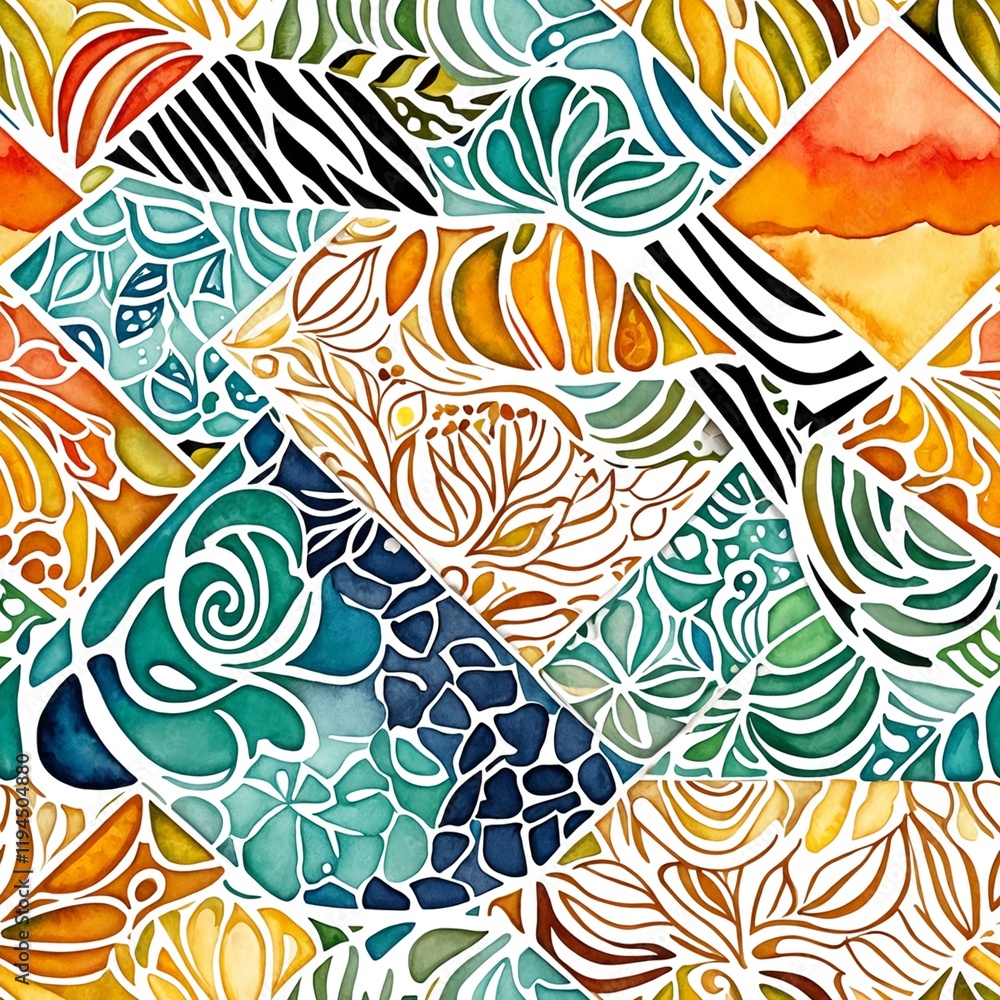 Seamless pattern with abstract pattern. Mixed media and collage Seamless pattern with abstract pattern. Mixed media and collage