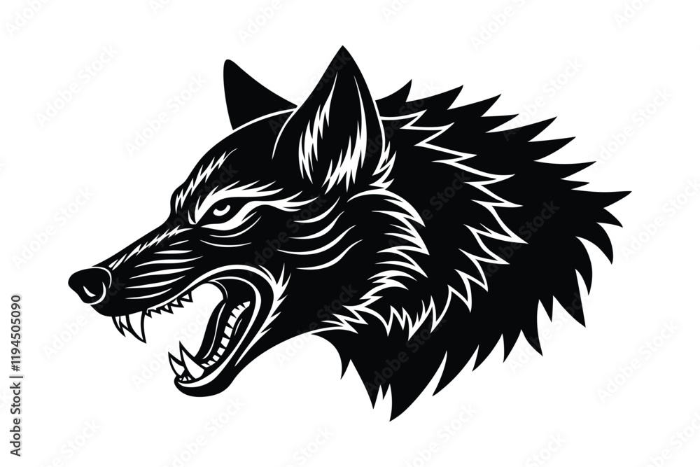 Obraz premium Silhouette of wolf head side view art illustration