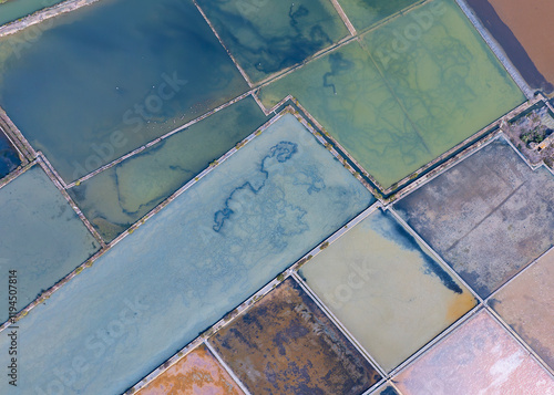 Salt pans from aerial perspective  photo