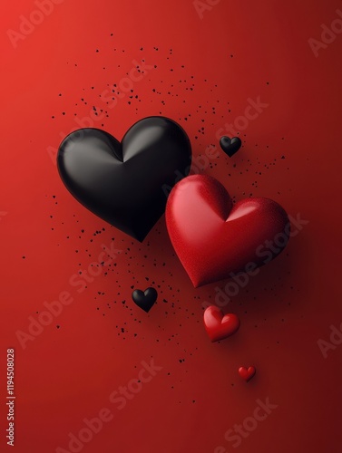 Wallpaper Mural black and red hearts on bright background illustration Torontodigital.ca