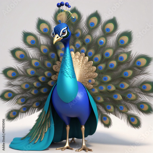 peacock with feathers out