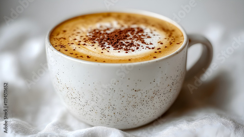 a cup of coffee with a lot of chocolate spied on top