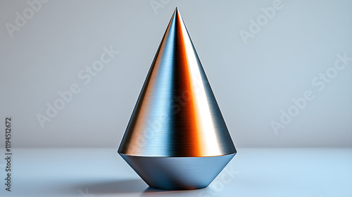 a silver vase with a metallic cone on it photo