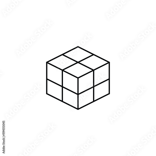 Geometric Cube Icon for Design and 3D Concepts