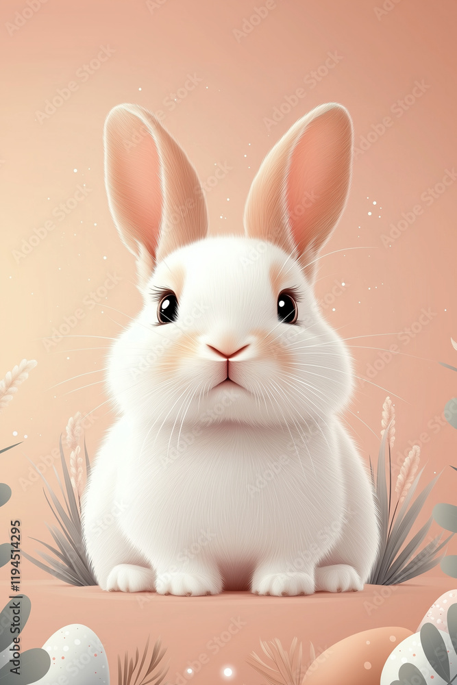 Obraz premium Cute Easter bunny portrait with delicate textures and a festive feel 