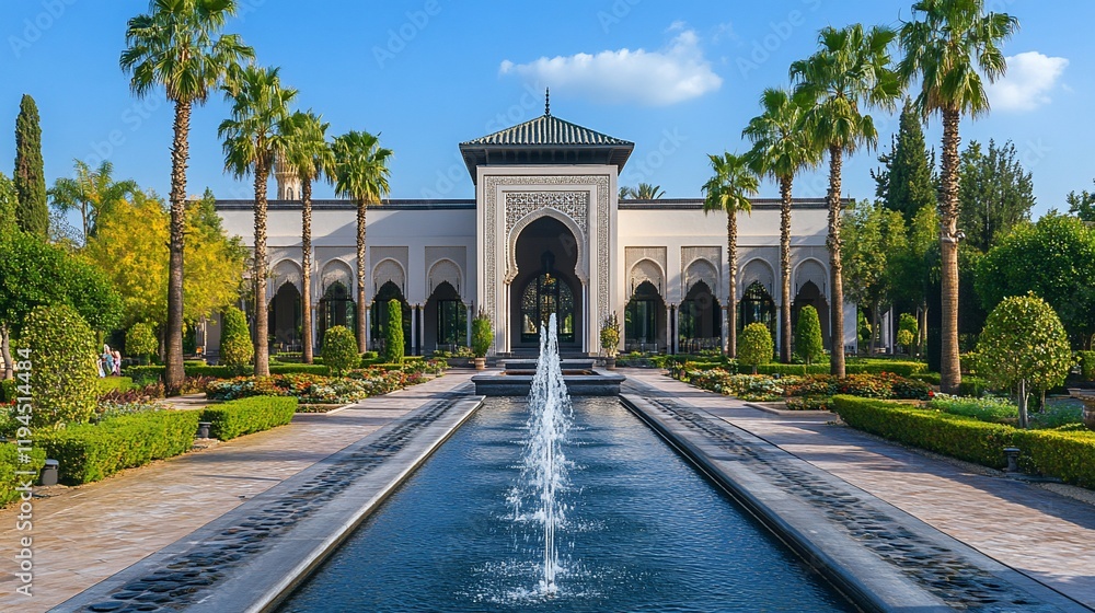 Obraz premium Majestic Moroccan Palace Gardens: A Serene Oasis
