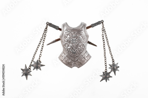 Obraz na plátně knight breastplate and weapons isolated on white background
