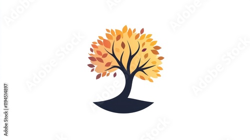 Autumn tree logo design,  graphic art for use in nature/seasonal themes photo