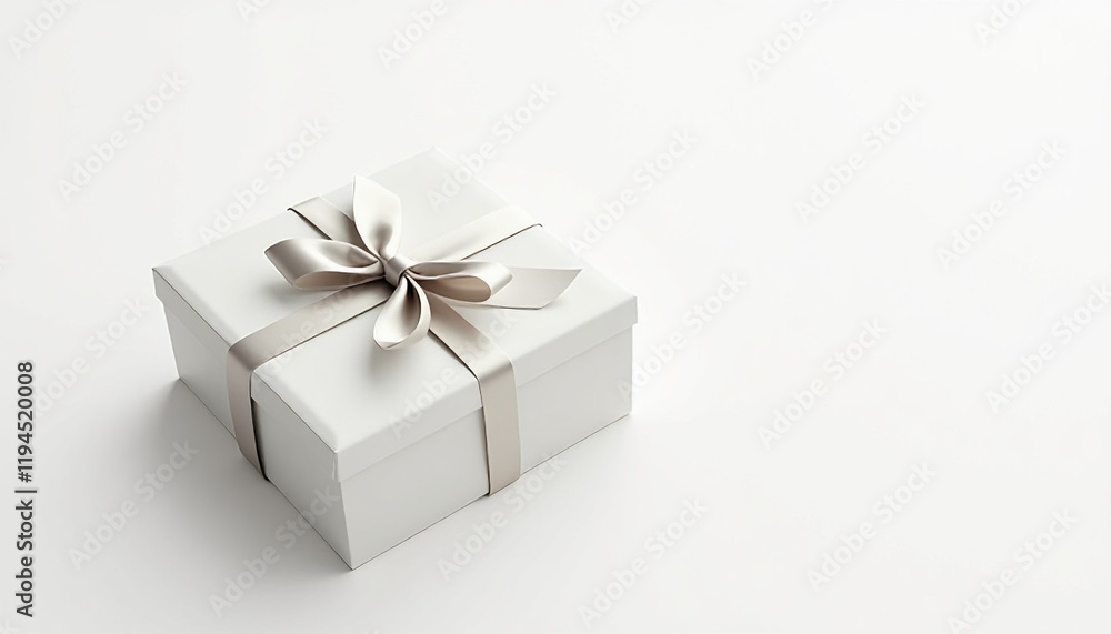 wrapped gift box with an elegant ribbon tied into a perfect bow wrapped gift box with an elegant ribbon tied into a perfect bow