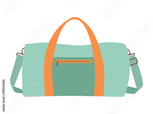 Sports bag mint color in clip art style. Isolated vector illustration for your design