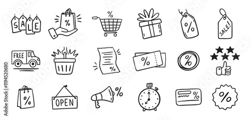 Loyalty card hand drawn doodle element icons. Symbol for Loyalty card, incentive program outline illustration icon