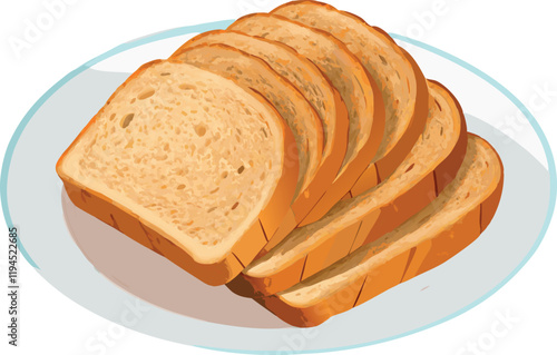 Sliced bread loaf on white plate presenting breakfast concept