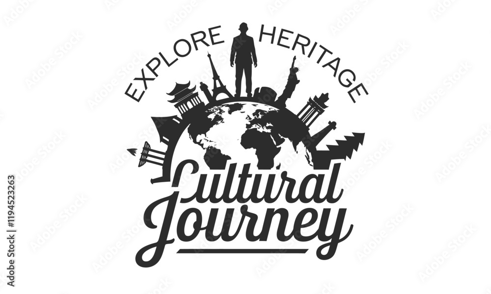 Fototapeta premium Cultural Travel Vector Clipart Set with Travel and Global Exploration Themes