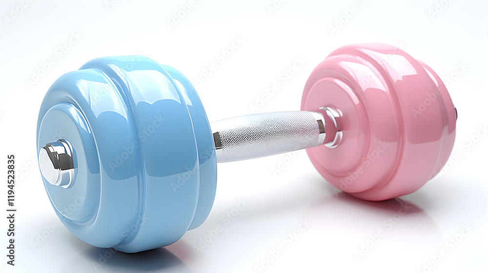 a pair of dumbs with a pink and blue dumb a pair of dumbs with a pink and blue dumb