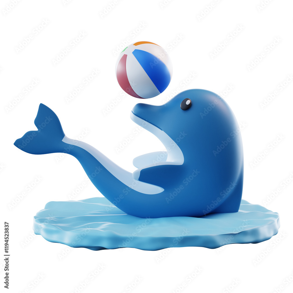 Obraz premium 3D Illustration Dolphins Playing Ball