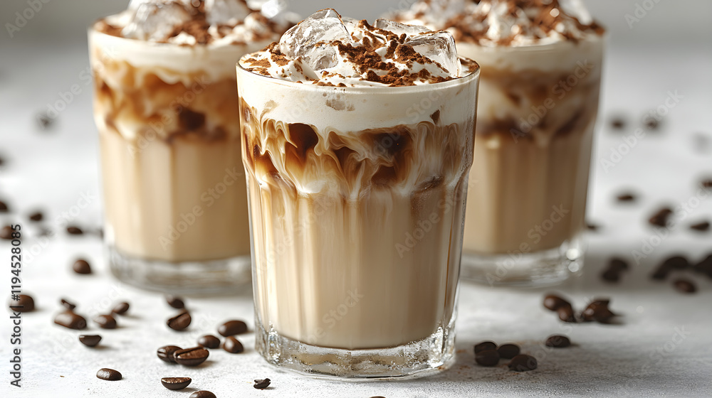 two glasses of coffee with whipped and chocolate two glasses of coffee with whipped and chocolate