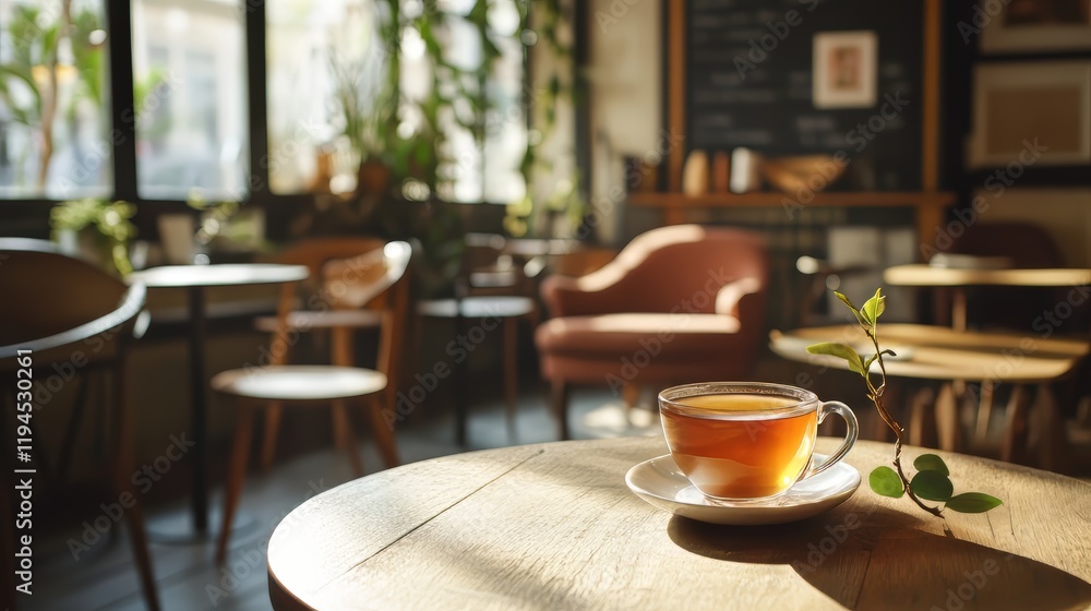 Warm Tea in Sunny Cafe. Warm Tea in Sunny Cafe.