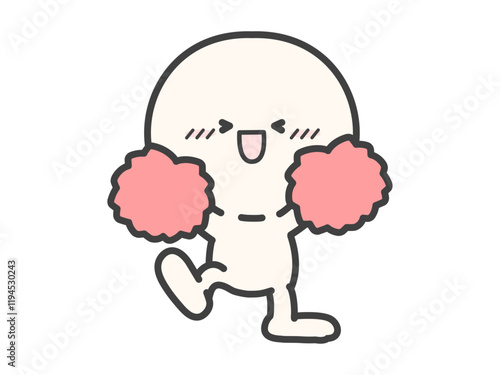ポンポンを持って応援する人物のベクターイラスト01