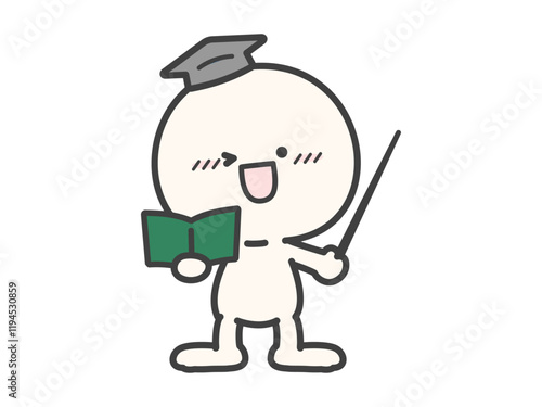 博士の帽子と本と差し棒を持つ人物のベクターイラスト02