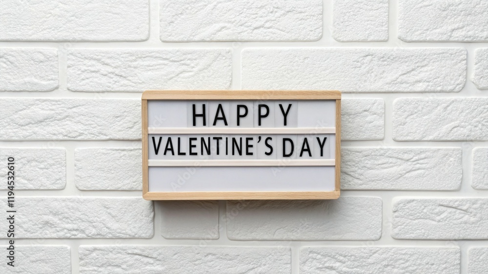 Obraz premium Minimalistic Block 'Happy Valentine's Day' in All Lowercase Black Font on White