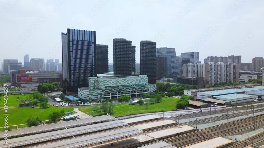 Exploring the modern architecture and vibrant activity in Wuhou District Chengdu from above Exploring the modern architecture and vibrant activity in Wuhou District Chengdu from above