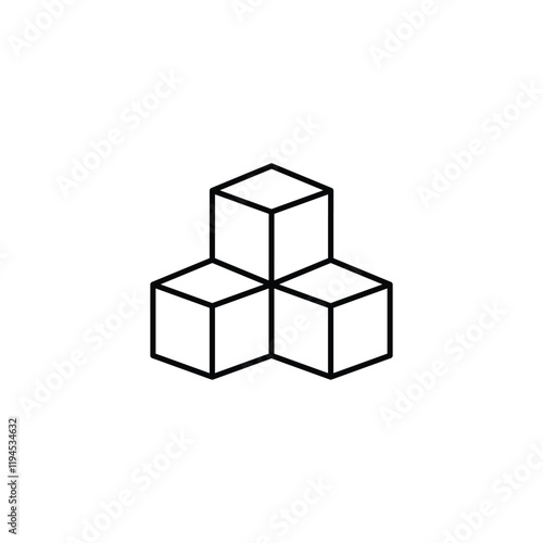 Geometric Cube Icon for Design and 3D Concepts