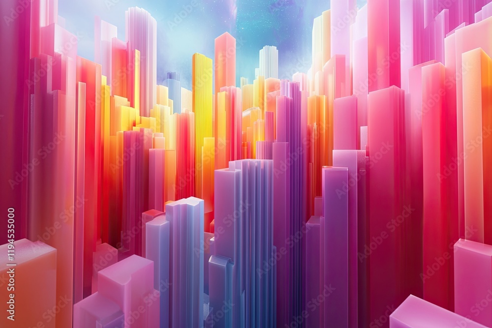 Colorful city skyline, abstract art, background, design Colorful city skyline, abstract art, background, design