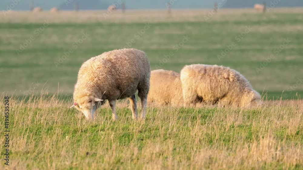 Sheep Grazing in Melbourne Field Sheep Grazing in Melbourne Field