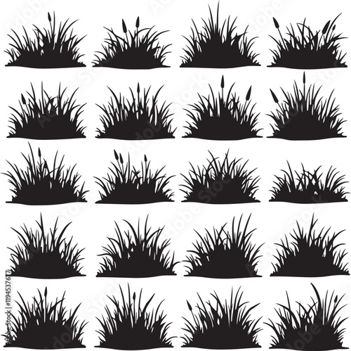 Grass border silhouette realistic design