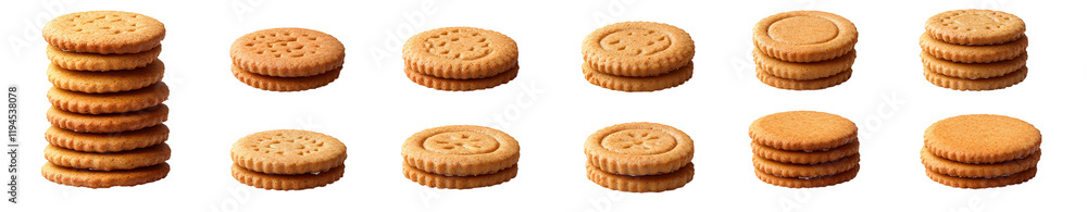 Round Cookies Stacked Isolated on White Background Round Cookies Stacked Isolated on White Background