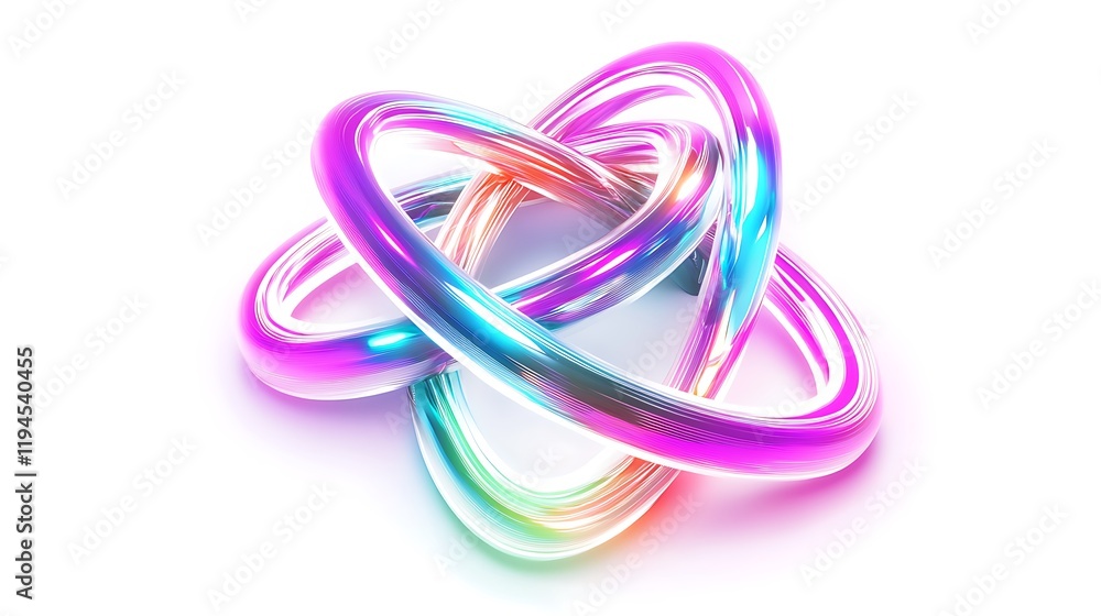 A colorful, glowing, and twisted circle that is made up of three smaller circles A colorful, glowing, and twisted circle that is made up of three smaller circles