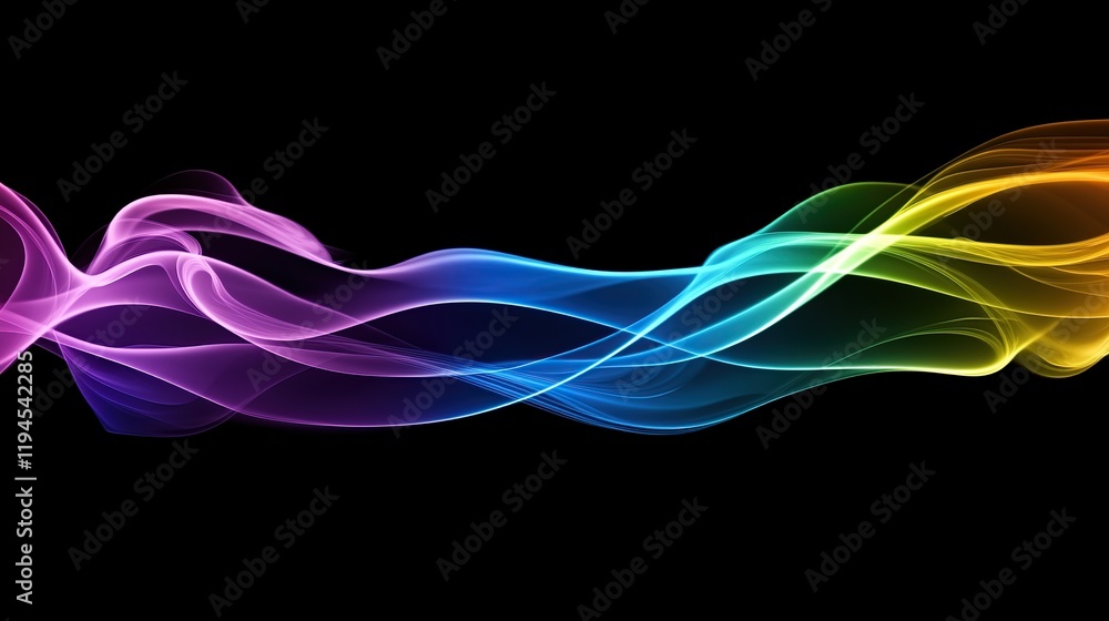 Naklejka premium Abstract colorful wave design on black background.