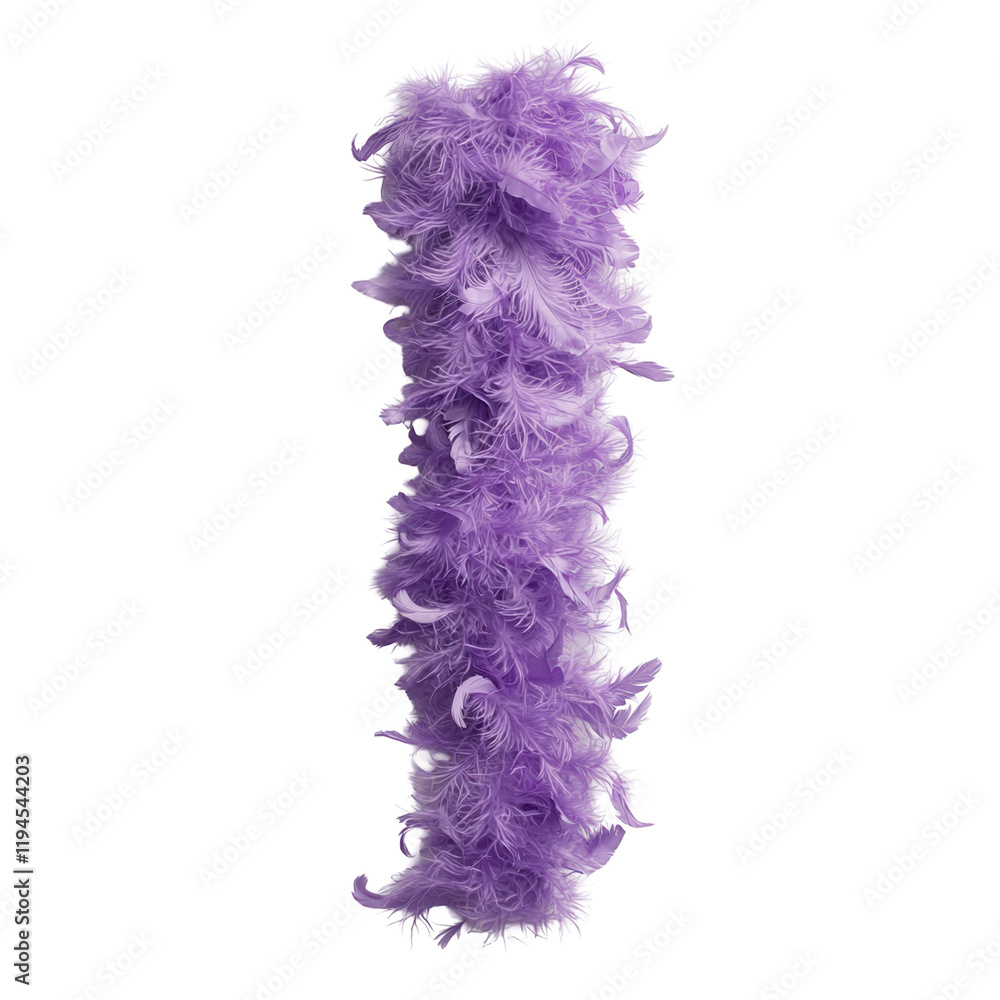 Vibrant purple feather boa studio setting product fashion accessory transparent background