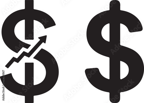 Dollar Sign vector icons on white background.