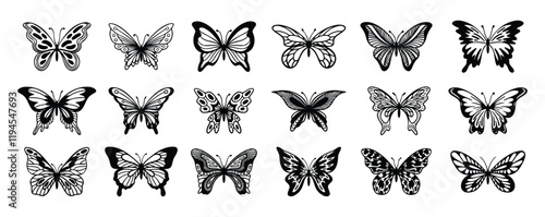 Butterfly line doodle hand drawn art. Outline simple minimal butterfly line tattoo icon logotype
