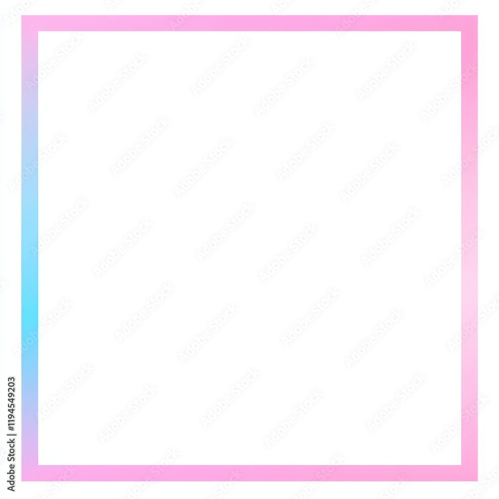 Pastel pink and blue gradient square frame on white background. Pastel pink and blue gradient square frame on white background.
