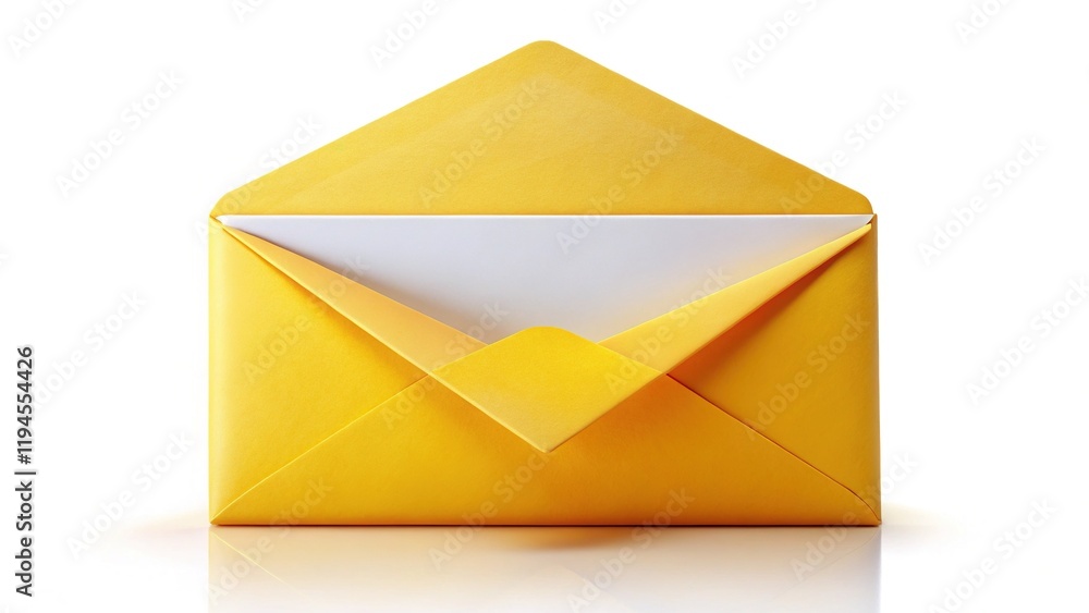 Open Mail Envelope, Blank, White Background, Colorful, Bright, Sharp, Professional Photography Open Mail Envelope, Blank, White Background, Colorful, Bright, Sharp, Professional Photography