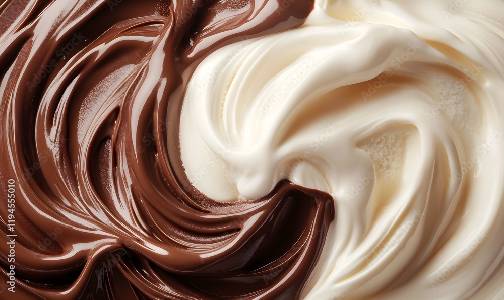 ice cream swirl mix chocolate and vanilla, Generative AI ice cream swirl mix chocolate and vanilla, Generative AI