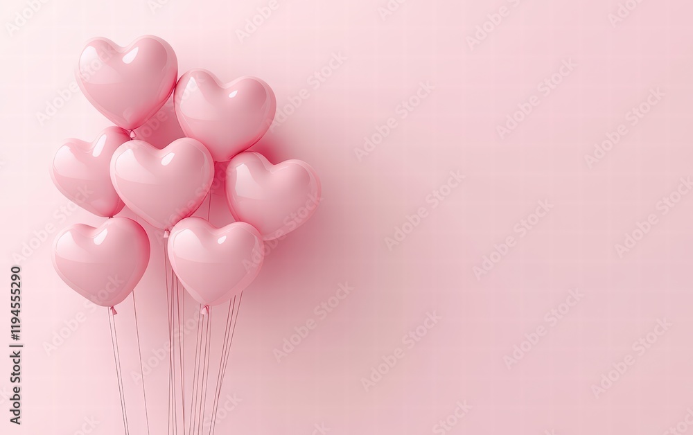 custom made wallpaper toronto digital3D pink heart-shaped balloons. Valentine's Day sale banner template design, on a pastel background with empty space for product display. special offer or cultural holiday promotion advertising banner