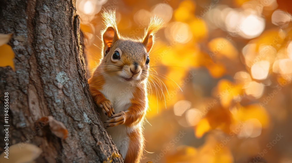 Adorable Red Squirrel in Autumnal Glow Adorable Red Squirrel in Autumnal Glow