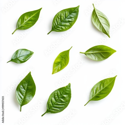 Organic Natural Leaves Isolated on White Background for Composition