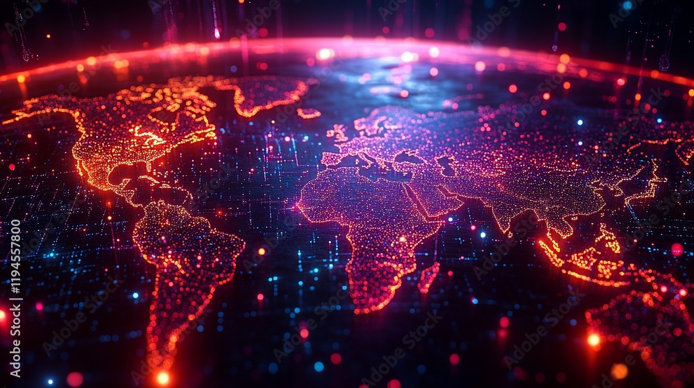 Fototapeta premium Global Network: A Digital World Map