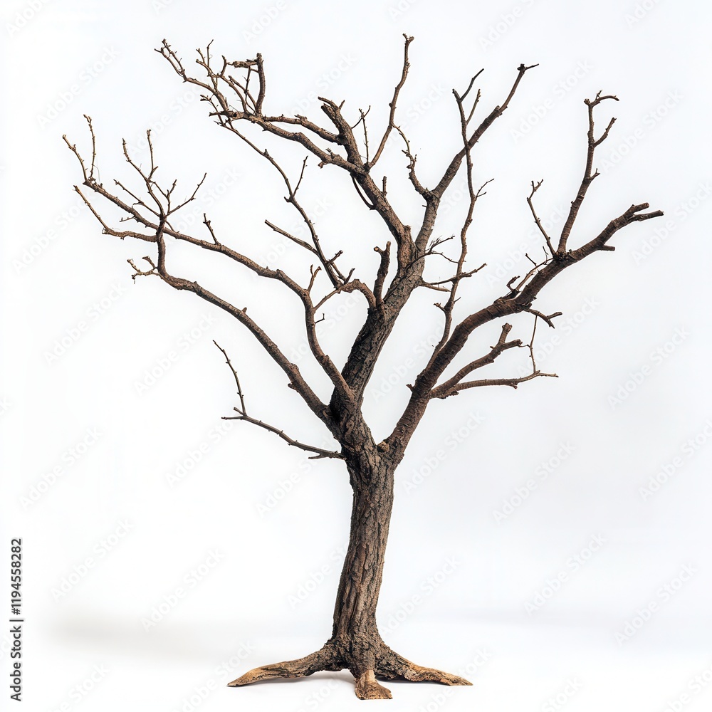 Fototapeta premium Dead tree studio shot, white backdrop